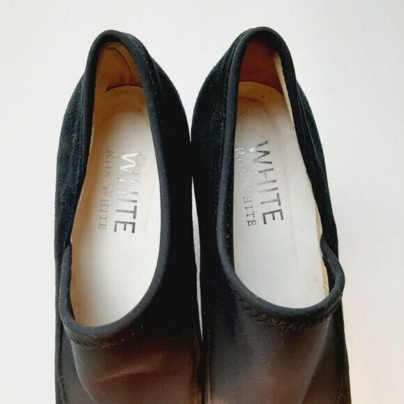 RON WHITE Italy Suede Low Platform Stiletto Heel Slip-on Shoes Sz 9.5 - Picture 13 of 15